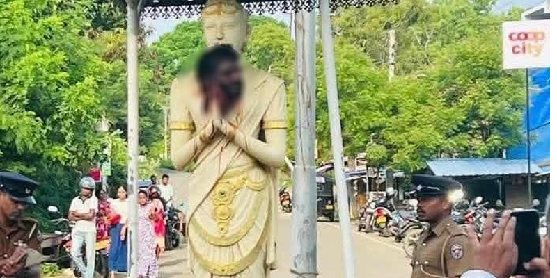 நபரொருவரைக் கொலை செய்து, தலையை வெட்டிச் சென்றவர்கள், சிலையின் மீது கொழுவிச் சென்றனர்: அம்பலாந்தோட்டயில் சம்பவம்